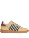 Dsquared2 Brown Low Top Sneakers With Logo Lettering On The Tongue And Striped Detail On The Side In Leather A In Neutrals