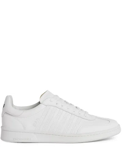 Dsquared2 Man Sneakers White Size 7.5 Calfskin In Multi