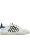 Dsquared2 White Low Top Sneakers With Logo Patch On Tongue And Side And Contrasting Heel With Logo In Leather  In White