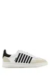 Dsquared2 White And Black Low Top Sneakers With Contrasting Bands In Leather Man