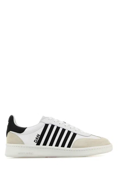 DSQUARED2 DSQUARED WHITE LEATHER BOXER SNEAKERS