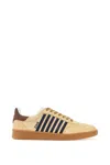 Dsquared2 Brown Low Top Sneakers With Logo Lettering On The Tongue And Striped Detail On The Side In Leather A