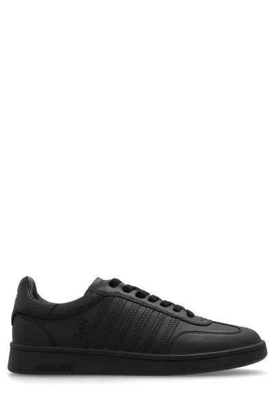 Dsquared2 Boxer Leather Trainers In Black