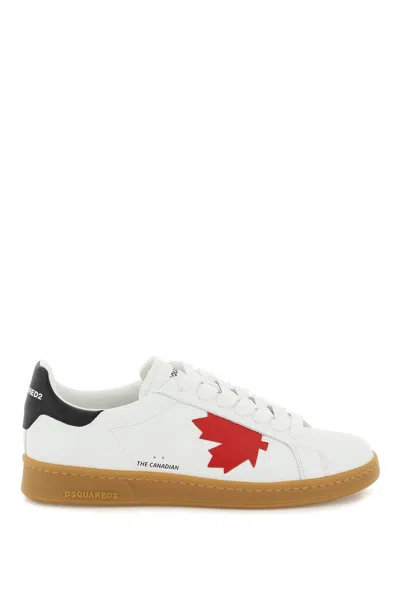 Dsquared2 White Leather Boxer Trainers In Fantasy