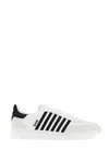 Dsquared2 White And Black Low Top Sneakers With Contrasting Bands In Leather Man In White