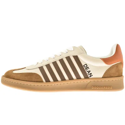 Dsquared2 Boxer Ivory Leather Sneakers In Beige