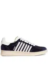 Dsquared2 Navy Blue Velvet Low-top Sneakers In Blu+bianco