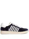 Dsquared2 Navy Blue Velvet Low-top Sneakers In Blue