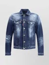 Dsquared2 Dan Blue Jacket With Classic Collar And All-over Painted Details In Denim Man In Blue