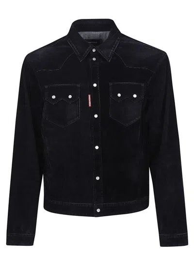 Dsquared2 Boxy Fit Black Cotton Velvet Jacket