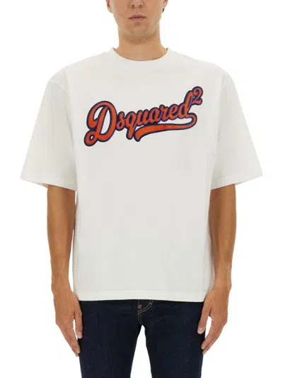 Dsquared2 Boxy-fit Graphic T-shirt With Contrasting Logo In White