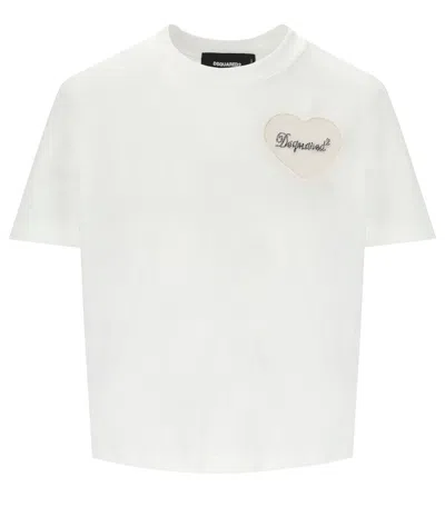 Dsquared2 Boxy Fit Heart White T-shirt