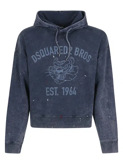 Dsquared2 Boxy Fit Hoodie In Blue