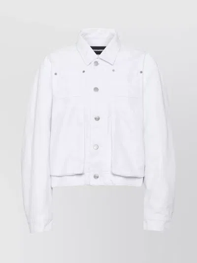 Dsquared2 Boxy Trucker Silhouette Collared Jacket In White