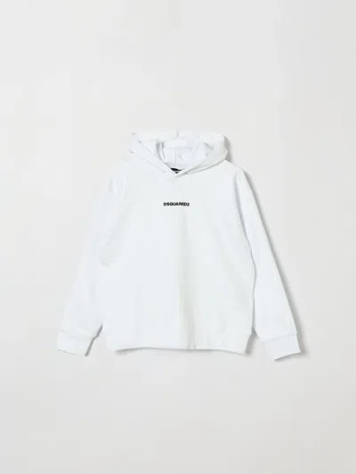 Dsquared2 Kids'  Boy's Logo Print Cotton Hoodie In Gray