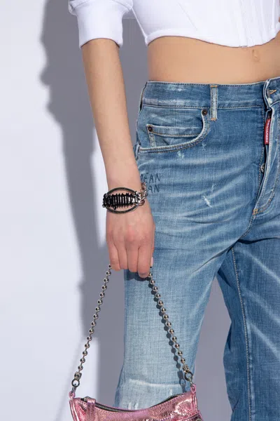 Dsquared2 Gothic Logo-plaque Bracelet In Silver