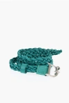 Dsquared2 Braided Leather Skinny Belt 15mm In Green
