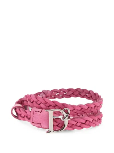 Dsquared2 Braided Logo-buckle Belt In Pink
