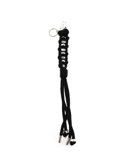 Dsquared2 Braided Metal-detail Keyring In Black