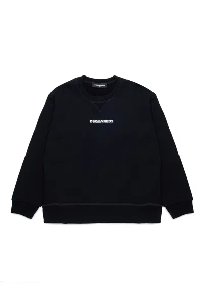 Dsquared2 Branded Cotton Sweatshirt In Black