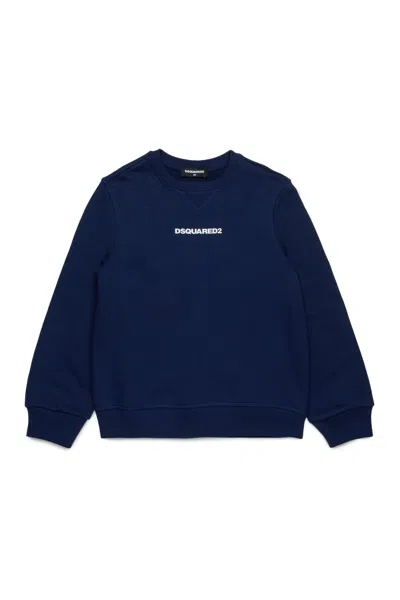 Dsquared2 Branded Cotton Sweatshirt In Blue