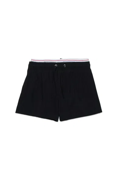 Dsquared2 Kids' Branded Elastic Boxer Shorts In Black