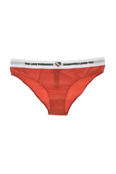 Dsquared2 Branded Elastic Waistband Panties In Red