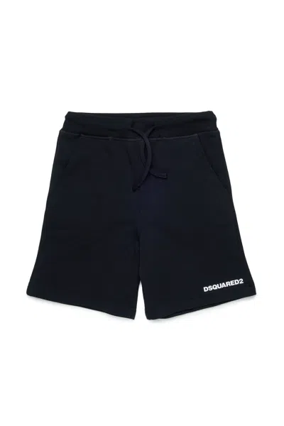 Dsquared2 Branded Fleece Shorts In Black