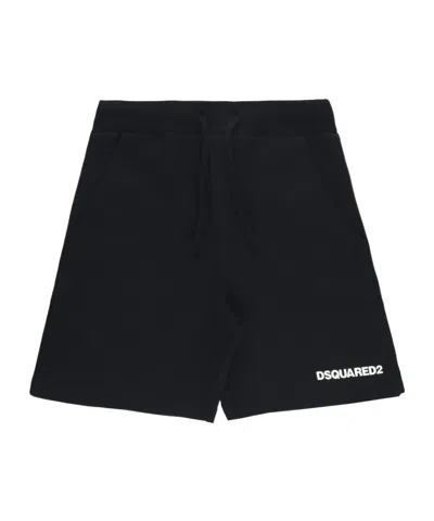 Dsquared2 Branded Fleece Shorts In Black