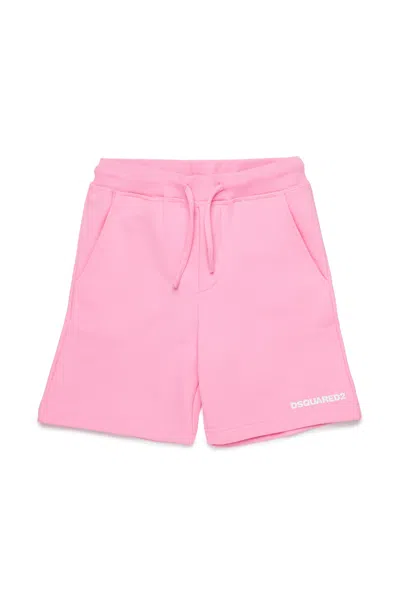 Dsquared2 Branded Fleece Shorts In Pink