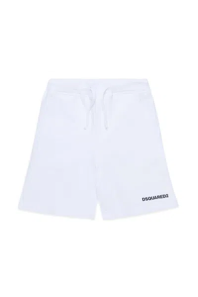Dsquared2 Branded Fleece Shorts In White