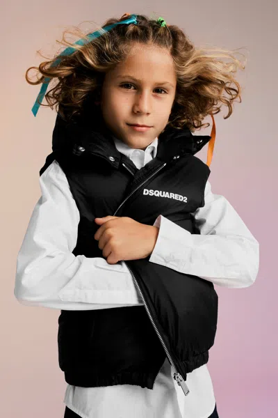 Dsquared2 Branded Padded Vest In Black