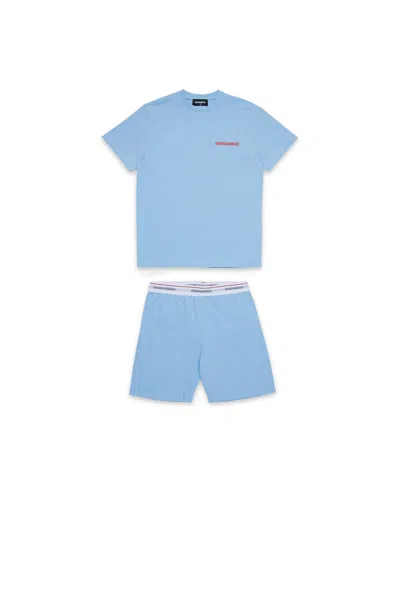 Dsquared2 Branded Short Pajamas In Blue