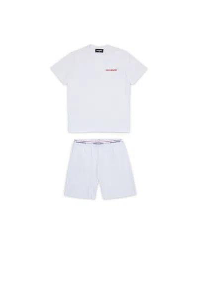 Dsquared2 Branded Short Pajamas In White