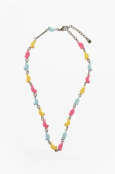Dsquared2 Brass Birds Choker Necklace In Multi