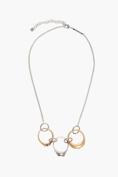 Dsquared2 Brass Necklace With Ring Charms Embellished With Zirconias In Gold