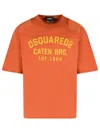 Dsquared2 Crew Neck Short Sleeve Cotton T-shirt In Orange