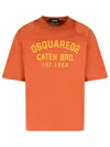 Dsquared2 Crew Neck Short Sleeve Cotton T-shirt In Orange