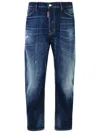Dsquared2 Gradient Wash Denim Trousers With Distressed Detailing In Blue