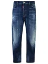 Dsquared2 Gradient Wash Denim Trousers With Distressed Detailing In Blue
