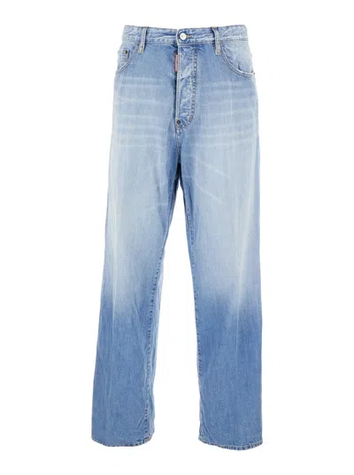 DSQUARED2 DSQUARED2 MEN 'BRO' BLUE JEANS WITH FADED EFFECT AND LOGO PATCH ON THE BACK IN DENIM MAN