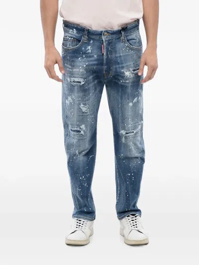 Dsquared2 Bro Fit Crystal-embellished Jeans In Blue