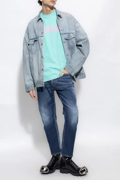 Dsquared2 Layered-effect Straight-leg Jeans In Blue