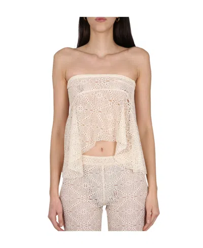 DSQUARED2 DSQUARED2 BRODERIE-ANGLAISE ASYMMETRIC HEM TOP