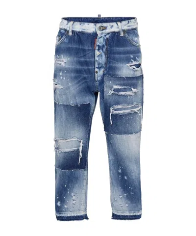 Dsquared2 Broken And Water-washed Jeans In Blue