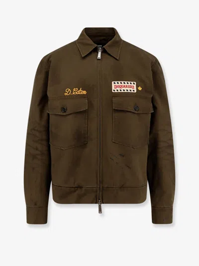 Dsquared2 Bros Cotton Padded Jacket In Green