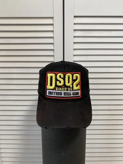 Pre-owned Dsquared2 Brother Hill Gang Logo Patch Baseball Cap Snapback In Black