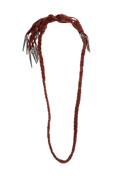 Dsquared2 Brown Braided Necklace In Burgundy