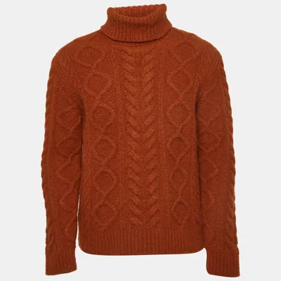 Pre-owned Dsquared2 Brown Cable Knit Turtle Neck Jumper M