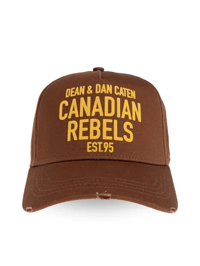 Dsquared2 Brown Canadian Rebels Logo Cotton Baseball Cap In Red
